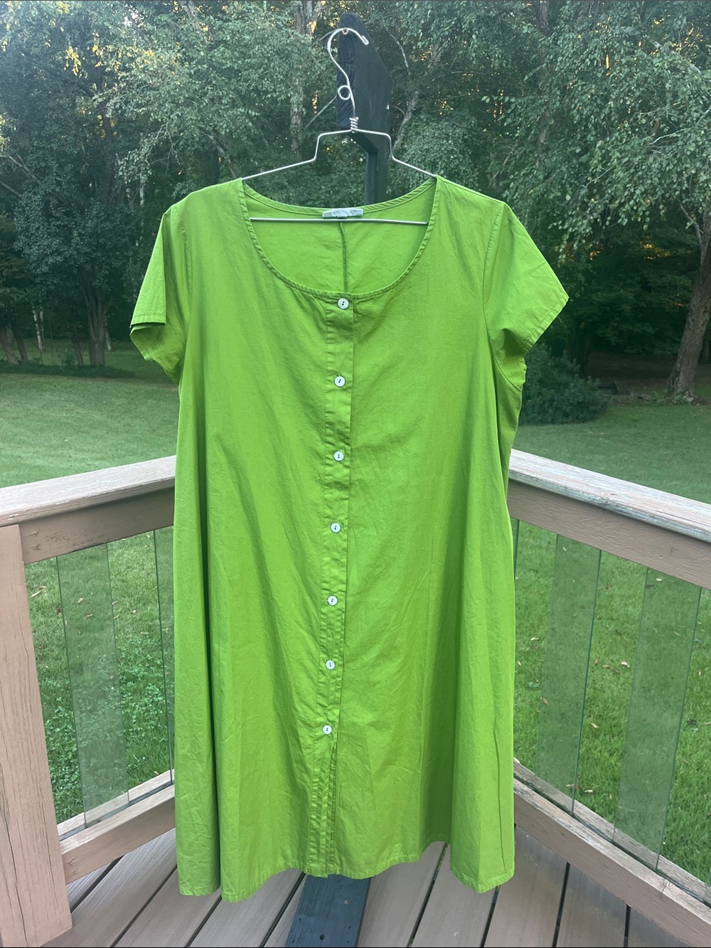 bryn Walker Sage Green Button-Front Short-Sleeve Tunic Dress